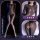 Sexy shiny bodysuit with sheer mesh, open-crotch design & built-in sleeve — ultra-thin, seductive full-body lingerie for bold...