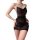 Sexy black sheer backless sleep dress with shiny sequins and pearl straps, provocative nightclub lingerie set.