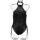 Sexy black pu leather halter bodysuit with side ties and silver studs, backless one-piece swimwear for women.