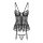 Black lace push-up lingerie set with garter straps and thong, designed for small busts, perfect for midnight passion.