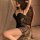 Sexy sleepwear set for women featuring a black sheer bodysuit with lace detailing, perfect for romantic nightwear and hot uni...