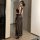 Sexy high-slit beach cover-up dress set featuring sheer fabric, perfect for swimwear and sun protection, ideal for women seek...