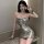 Sexy snake print backless cross-chain bodycon mini dress – nightclub queen low-neck skirt, ， ， 。