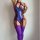 Sexy strapless vinyl bodysuit set with lace-up design, featuring bold purple accents and thigh-high stockings, perfect for wo...