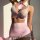 Sexy striped bow mini skirt set - tempting bodycon lace lingerie outfit for women featuring a pink and white striped mini ski...