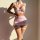 Sexy striped bow mini skirt set - tempting bodycon lace lingerie outfit for women featuring a playful pink design with bows a...