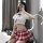 Sexy student role play outfit featuring a split-style pleated skirt and top set, perfect for small bust designs with flirty e...