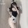 Sexy sweet maid costume set - seductive lace bodysuit & role play outfit for women, featuring a black bodysuit with ruffled s...