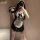 Sexy sweet maid costume set for women featuring a black and white outfit with ruffles, bow, and pet glove accessory.
