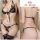 Sexy black three-piece lingerie set for women featuring an open-crotch bikini style with lace details, perfect for plus size ...