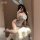 Sexy uniform-inspired lingerie set - butterfly lace bunny bodysuit & qq matching outfit, featuring a light blue bodysuit with...