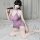 Sexy vintage butterfly floral sheer cheongsam set - lace-up bodycon sleepwear outfit