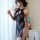 Sexy vintage split cheongsam lingerie set with lace trim, sheer design, no-remove feature for bold elegance.