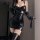 Sexy vinyl bunny girl outfit featuring a tight-fitting leather skirt set, perfect for nightclub performances and role play.