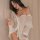 Sexy womens sleepwear set featuring a flirty, sheer design with a plunging neckline and ruffled sleeves, perfect for summer n...