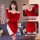 Sexy new year christmas costume lingerie velvet nightgown role play outfit set, red velvet dress with deep v-neckline and sex...