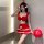 Sexy new year lingerie set - christmas-themed red outfit with festive pom-poms, perfect for holiday celebrations.