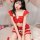 Sexy new year lingerie set - christmas-themed red costume with festive pom-poms, perfect for holiday sleepwear and bedroom ou...