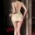 Sexy sheer lace cami nightgown with deep v-back design, adjustable straps, romantic mesh detail for elegant sleepwear.