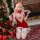 Sexy christmas costume featuring a red reindeer-themed lingerie set with antlers, bow tie, and festive accessories, perfect f...