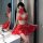 Red shimeisha chinese new year lingerie set featuring exotic dance-inspired design with guochao patterns, perfect for festive...