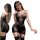 Sexy black lace bodysuit with garter straps and rhinestones, featuring an open-crotch design for erotic allure.