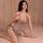 Shimmering sheer cheongsam lingerie set with deep v-neck and tie-back design, perfect for seductive nightclub costumes.