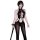 A stylish bodysuit set featuring a lace-up design with adjustable chains, a backless cutout, and sheer fabric for a bold look...