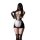 Sexy maid costume set featuring sheer black bodice with lace trim, white apron, thigh-high stockings, and revealing design el...