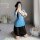 Shuoyao vintage-inspired seductive qipao lingerie set - sheer mesh romantic pure-yu style outfit, featuring a sheer blue top ...