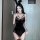 Sexy lace velvet bunny sleepwear set featuring push-up design, romantic nightwear for women with elegant details.