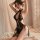 Vintage sheer black lace dress with open crotch design, elegant and seductive, perfect for intimate wear.