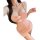 Woman wearing a flirty off-shoulder pink slip dress with lace detailing and floral accents, perfect for date night romance.
