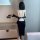 Backless lace cheongsam with high slit, retro role play outfit for women, elegant design featuring delicate lace details.