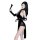 Elegant black lace cheongsam lingerie with backless design and high slit, perfect for retro role play outfits.