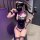 Soft kawaii maid costume set featuring a sexy nurse outfit with cute pink accents, seductive cutouts, and rear exposure desig...