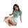 A woman wearing a light blue su shi lingerie chinese qipao, featuring floral patterns and a matching headband, styled as a ma...