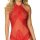 Sexy red lace bodysuit with halter neck design, featuring intricate floral patterns and sheer fabric for a glamorous look. pe...
