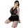 Sultry lace lingerie set featuring a sheer bodysuit with plunging neckline and matching sleepwear ensemble, perfect for plus-...