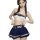 Sultry lace lingerie set for small busts - sheer open-crotch pure-desire student roleplay outfit with navy and white accents