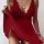 Elegant red lace sheer sleepwear set featuring a camisole with deep v-neckline and matching briefs, perfect for a sexy night ...