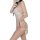 Woman modeling white lace lingerie set with sheer panels and delicate straps, perfect for romantic evenings.