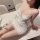 Summer floral lace cami dress, sexy sleeveless bodycon sleepwear for small bust women, no-remove stylish nightgown.