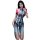 Woman wearing suoqing anime-style cosplay lingerie with dual zippers, open-crotch design, and fishnet stockings for seductive...