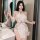 Vintage chinese style bodycon role play outfit featuring lace-up cheongsam design with drawstring mandarin collar, perfect fo...