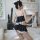 Sexy catwoman lingerie set featuring sheer fabric, ruffled design, and open-crotch style, perfect for small bust women.