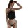 Woman modeling black lace bodysuit with adjustable straps, featuring elegant design and plus-size fit for sleepwear or linger...