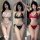 Woman modeling suoqing sexy lace bra and panty set in white, black, and red—transparent temptation lingerie sleepwear for wom...