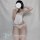 Suoqing sexy lingerie babydoll set featuring lace bra and open-crotch thong, european-style tight fit design.