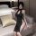 Suoqing sexy high-slit cheongsam nightgown - seductive role play lingerie dress for women, elegant black design with deep cut...